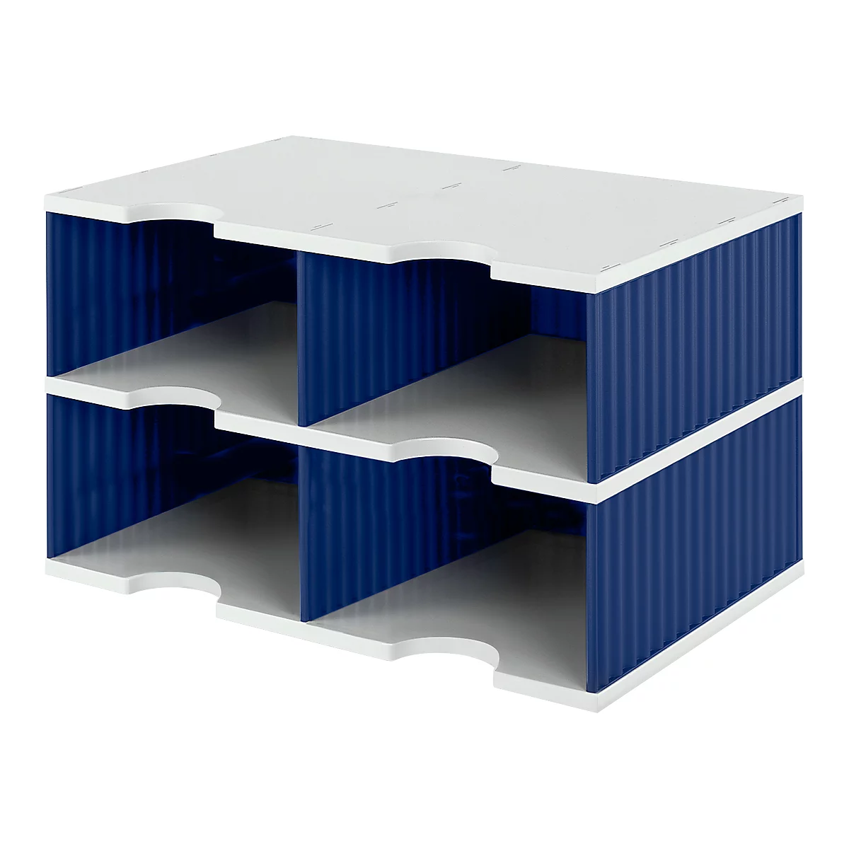 Station de tri styrodoc Jumbo styro®, format C4, 2 étages/2 rangées/4 compartiments, bleu