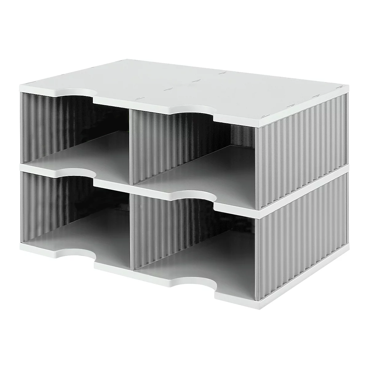 Station de tri styrodoc Jumbo styro®, format C4, 2 étages/2 rangées/4 compartiments, gris