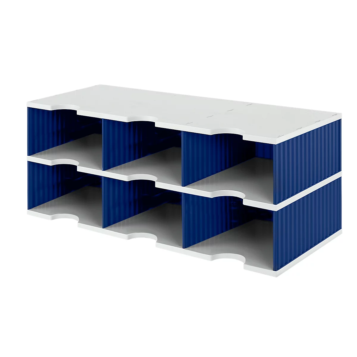 Station de tri styrodoc Jumbo styro®, format C4, 2 étages/3 rangées/6 compartiments, bleu
