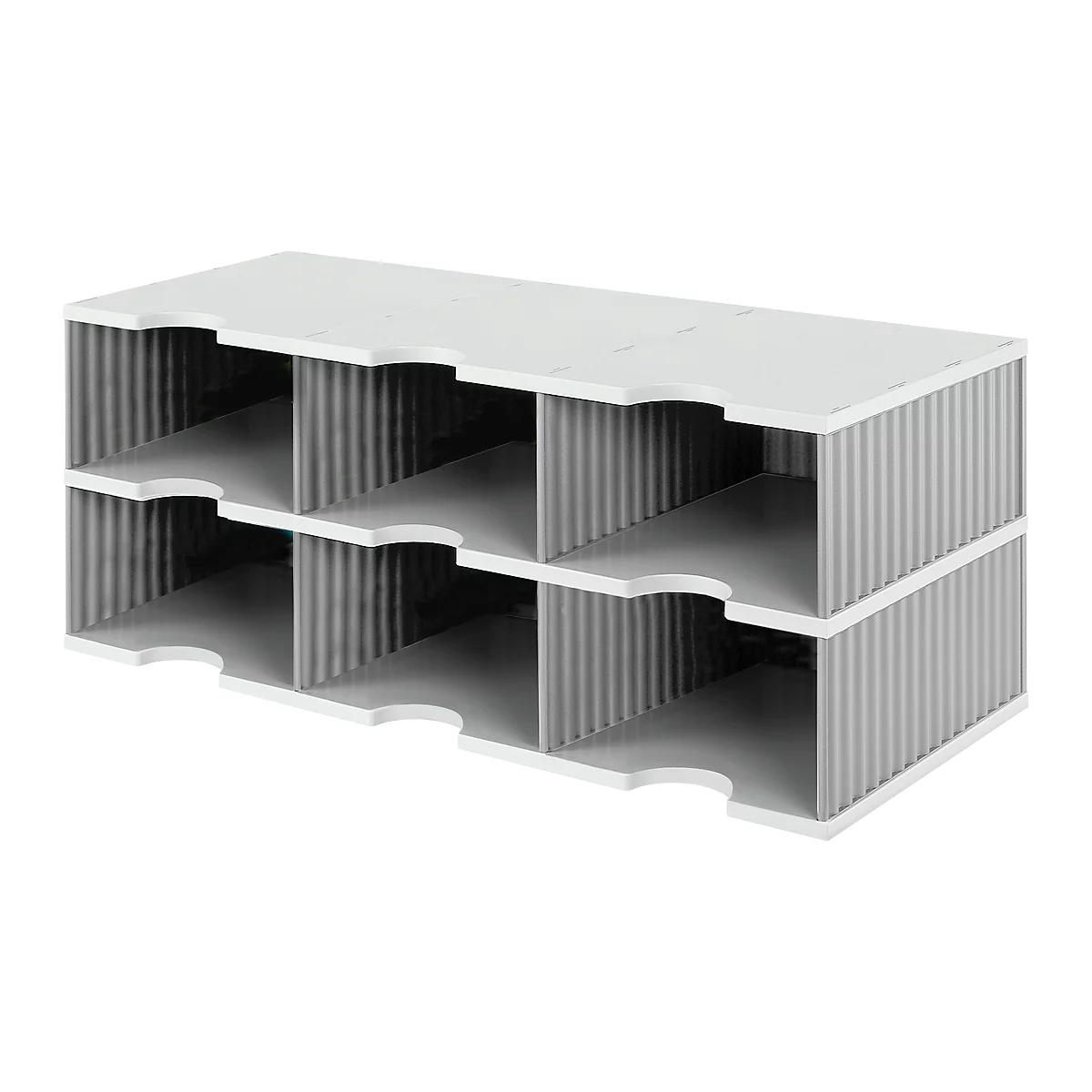 Station de tri styrodoc Jumbo styro®, format C4, 2 étages/3 rangées/6 compartiments, gris