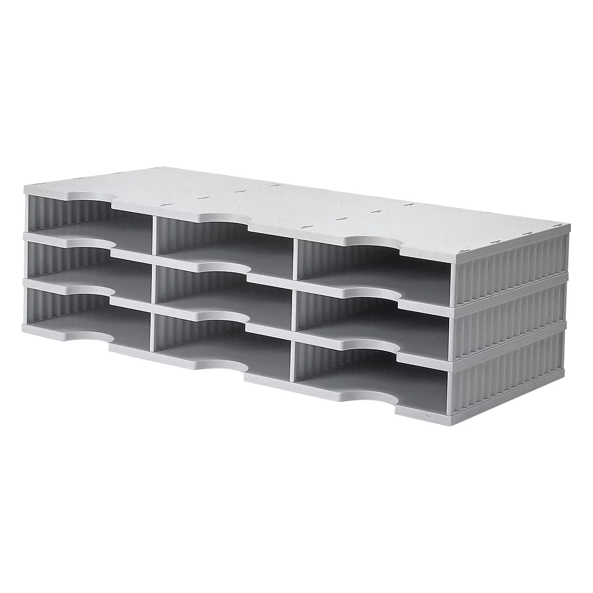 Station de tri styrodoc Standard styro®, format C4, 3 étages/3 rangées/9 compartiments, gris/gris