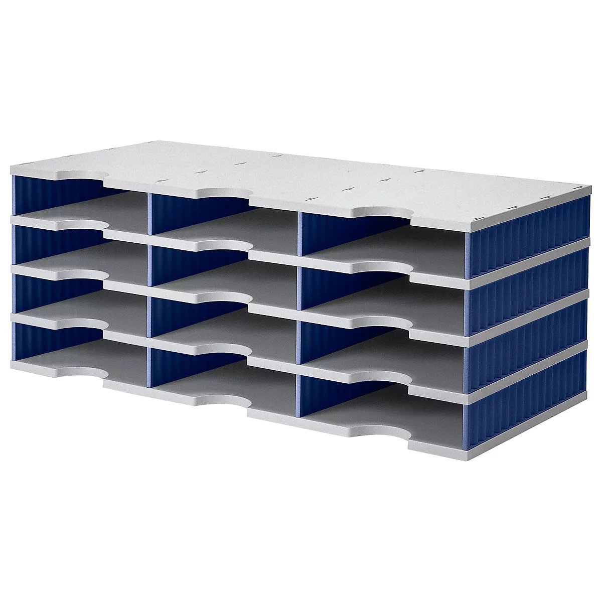 Station de tri styrodoc Standard styro®, format C4, 4 étages/3 rangées/12 compartiments, gris/bleu