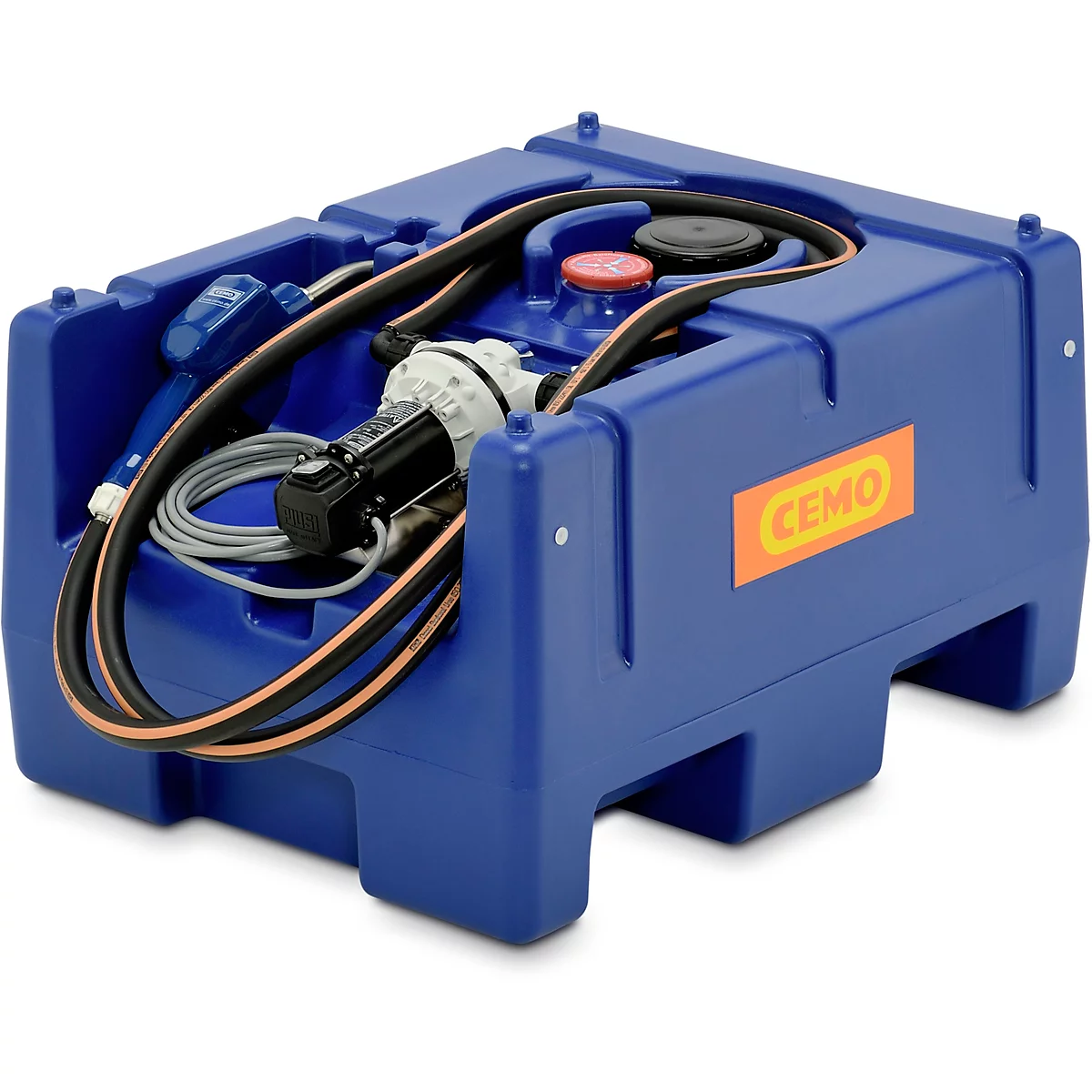 Station-service mobile CEMO Blue-Mobil EASY, avec pompe à membrane CEMATIC BLUE 12 V, réservoir de 125 l pour l'AdBlue®, L 800 x P 600 x H 450 mm