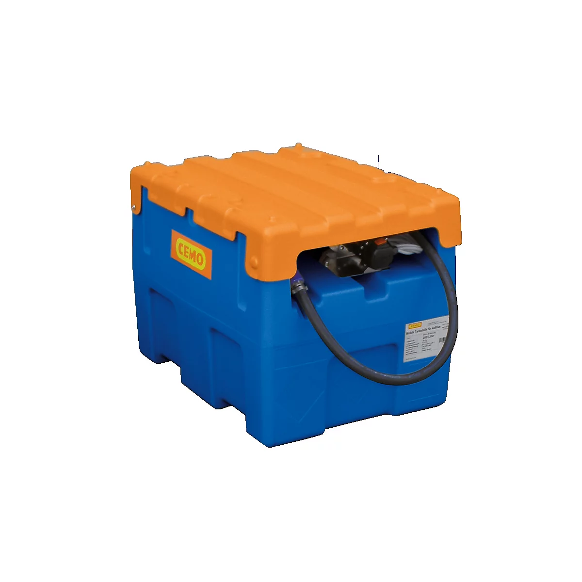 Station-service mobile CEMO Blue-Mobil EASY, avec pompe à membrane CEMATIC BLUE 12 V, réservoir de 200 l pour l'AdBlue®, couvercle à charnière, L 800 x P 620 x H 610 mm