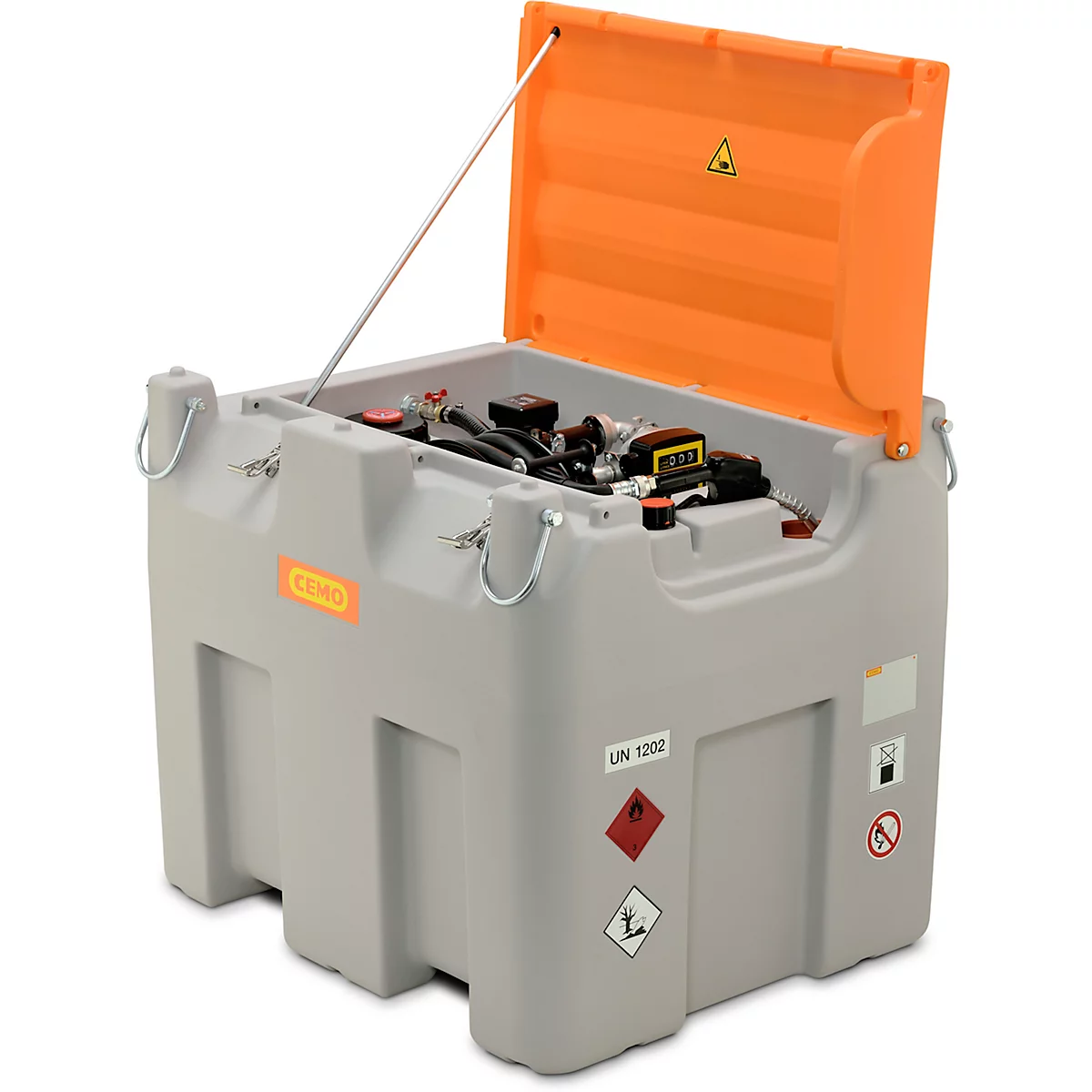 Station-service mobile CEMO DT-Mobil Easy Basic, réservoir combiné 850/100 l pour diesel et Adblue®, pompe électrique Basic Cematic230 V, L 1270 x P 1070 x 1120 mm