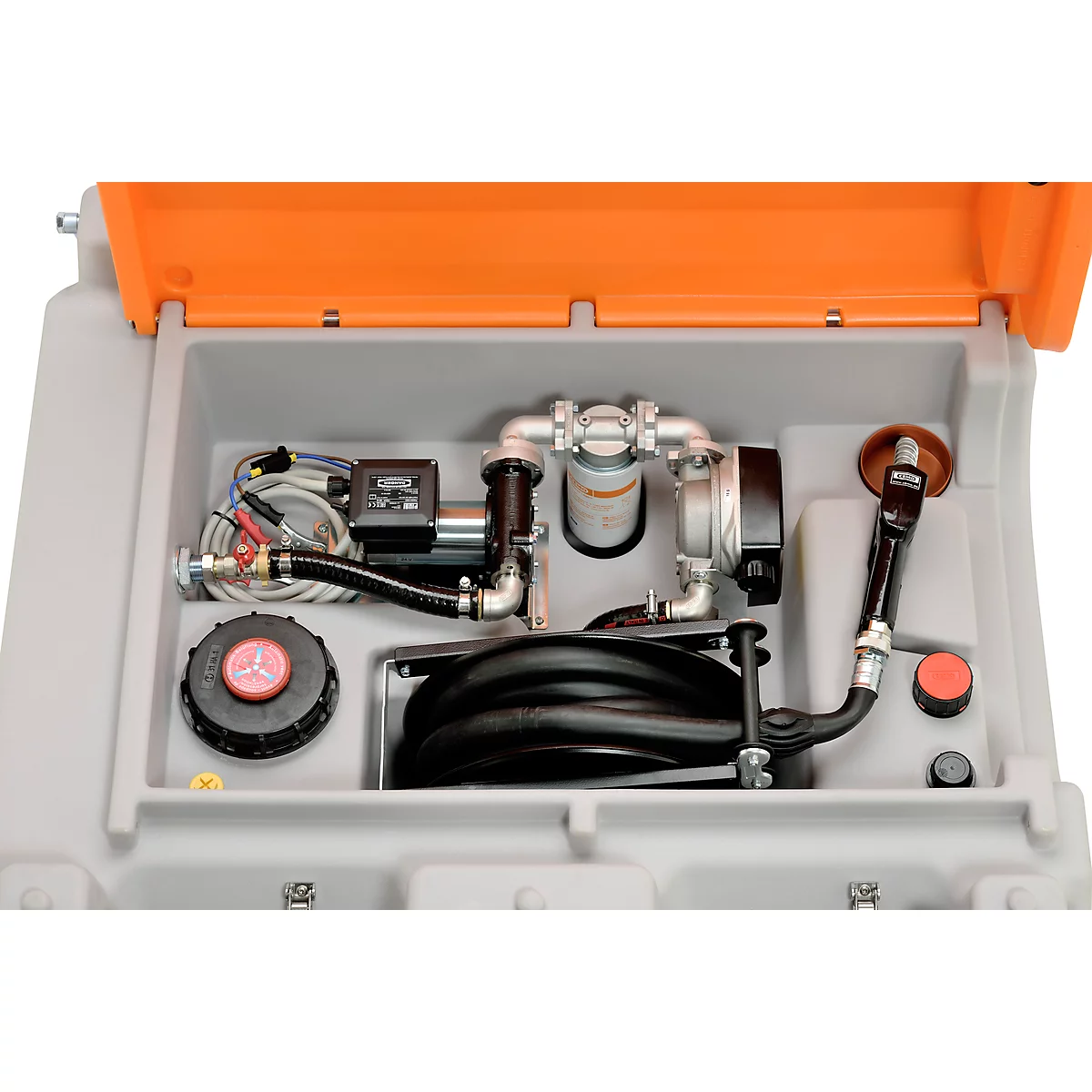 Station-service mobile CEMO DT-Mobil Easy Premium, pompe électrique Cematic Duo 24/12 V, réservoir diesel, 980 l, L 1270 x P 1070 x 1120 mm