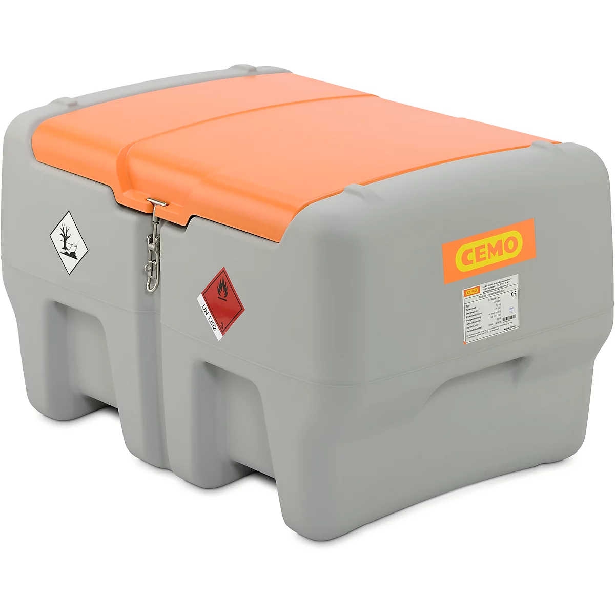 Station-service mobile Pompe électrique CEMO 12V, 40l/min, pistolet automatique, couvercle à charnière, polyéthylène, simple paroi, L 118 x P 80 x H 71 mm