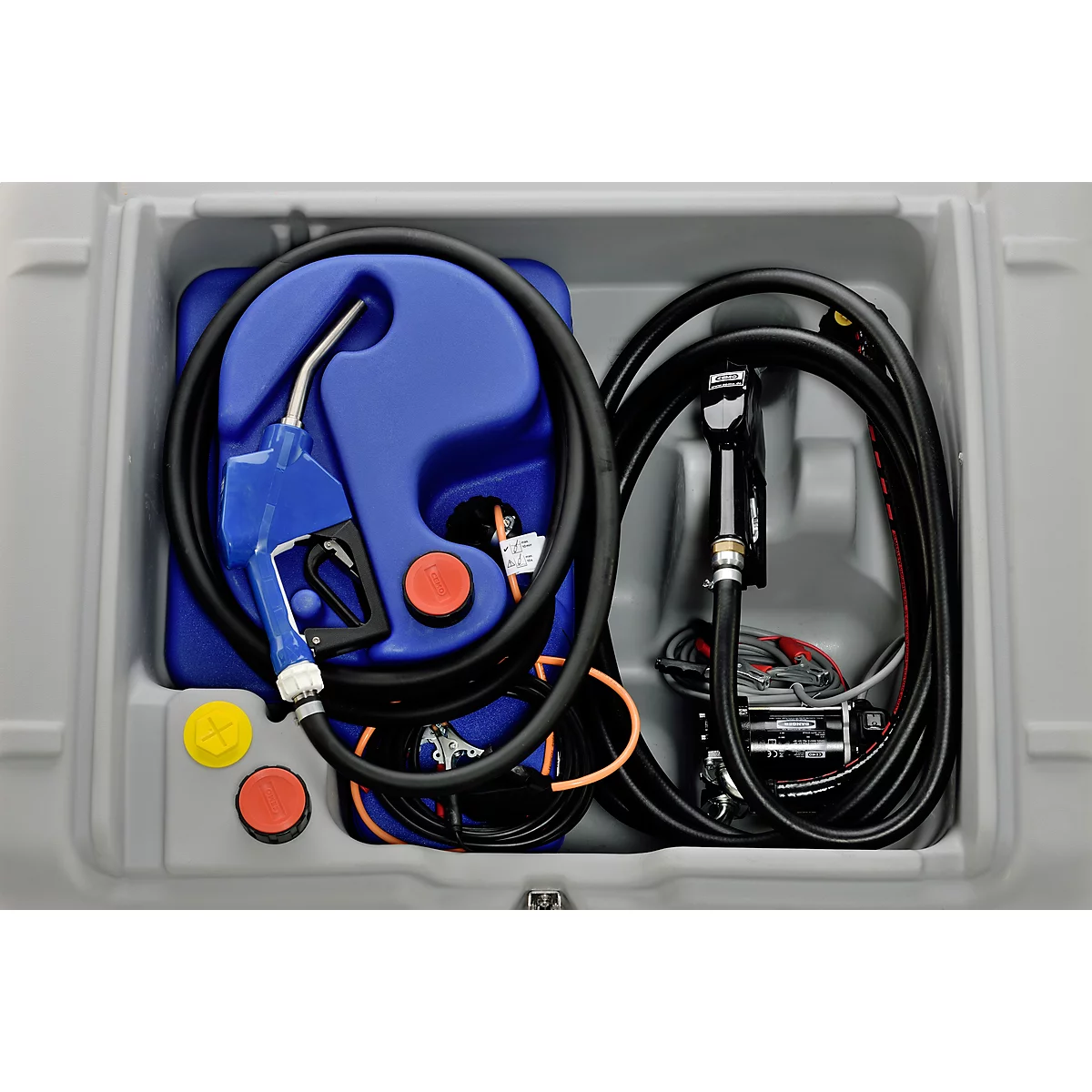 Station-service mobile Pompe électrique CEMO, 440/50 l, 12V, pistolet automatique, couvercle à charnière, L 118 x P 80 x H 85 mm