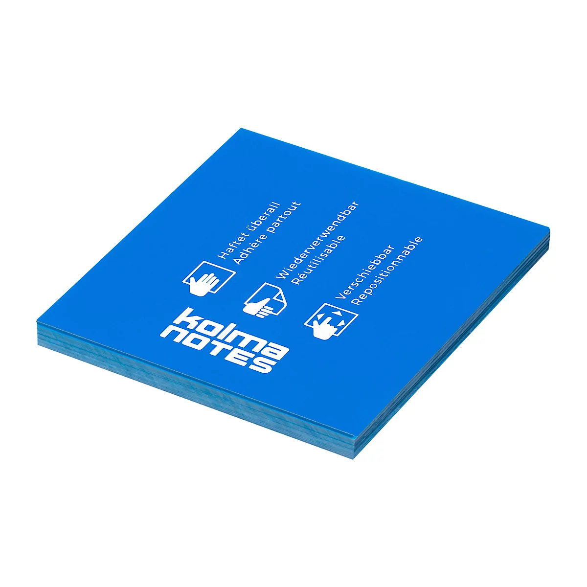 Statische Notizzettel Kolma Notes, 76 x 76 mm, 100 Blatt, blau