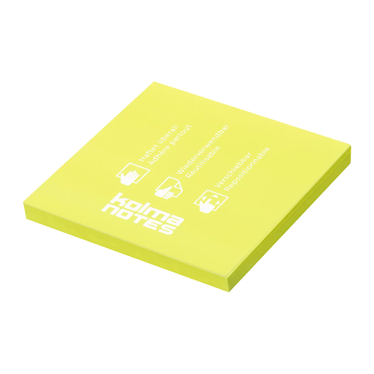 Statische Notizzettel Kolma Notes, 76 x 76 mm, 100 Blatt, gelb