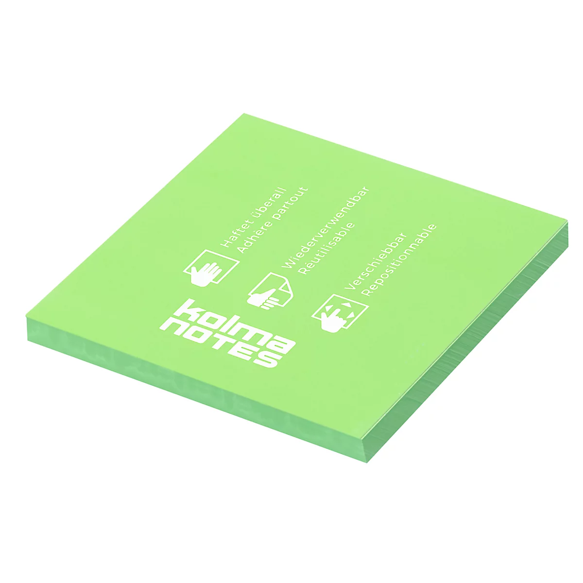 Statische Notizzettel Kolma Notes, 76 x 76 mm, 100 Blatt, grün