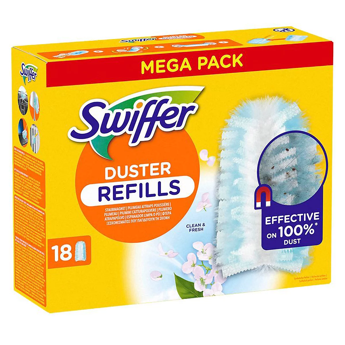 Staubwedelbezug Swiffer Duster Staubmagnet, duftend, Polyester, Nachfüllpackung mit 18 Stück