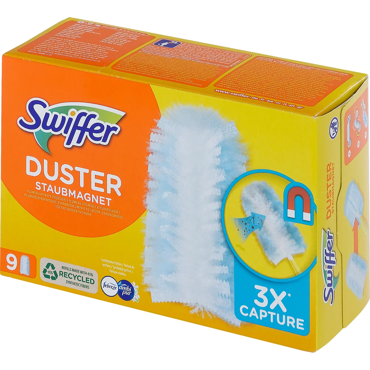 Staubwedelbezug Swiffer Duster Staubmagnet, mit Febreze-Duft, Polyester, Nachfüllpackung mit 9 Stück