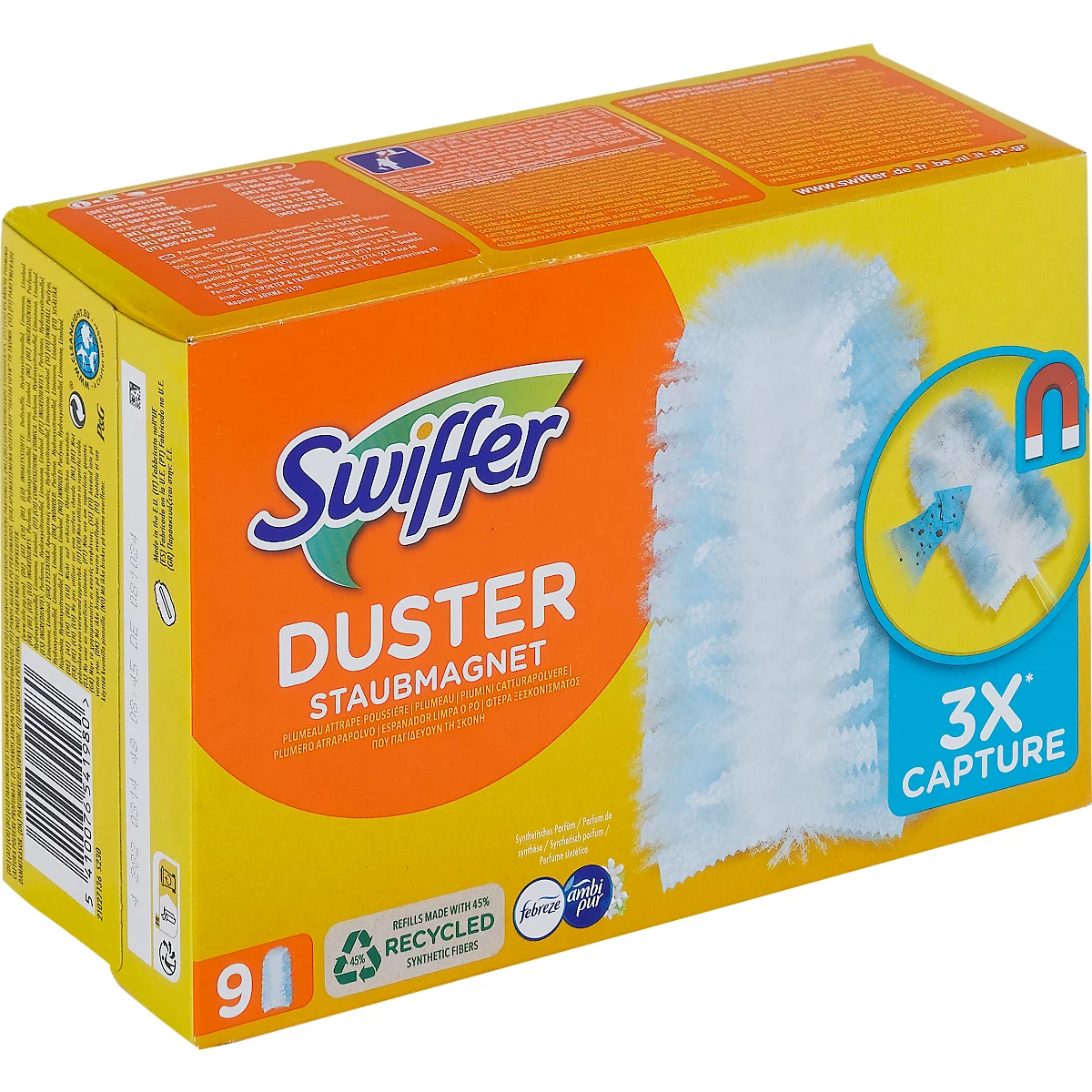 Staubwedelbezug Swiffer Duster Staubmagnet, mit Febreze-Duft, Polyester, Nachfüllpackung mit 9 Stück