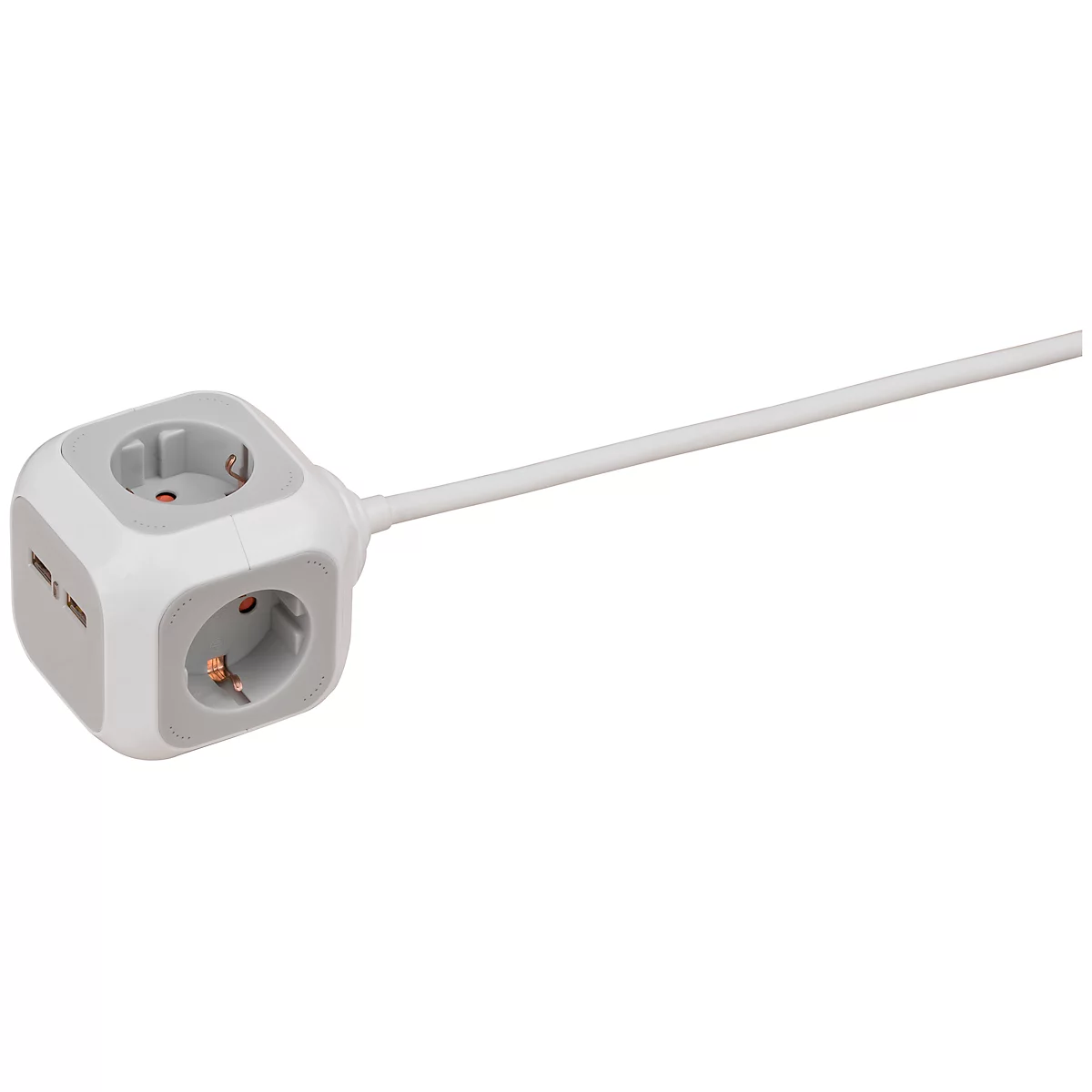 Steckdosenwürfel Brennenstuhl ALEA-Power, 4-fach, 2 x USB, IP20, Kindersicherung, 2100 mA, LED-Anzeige, Polycarbonat