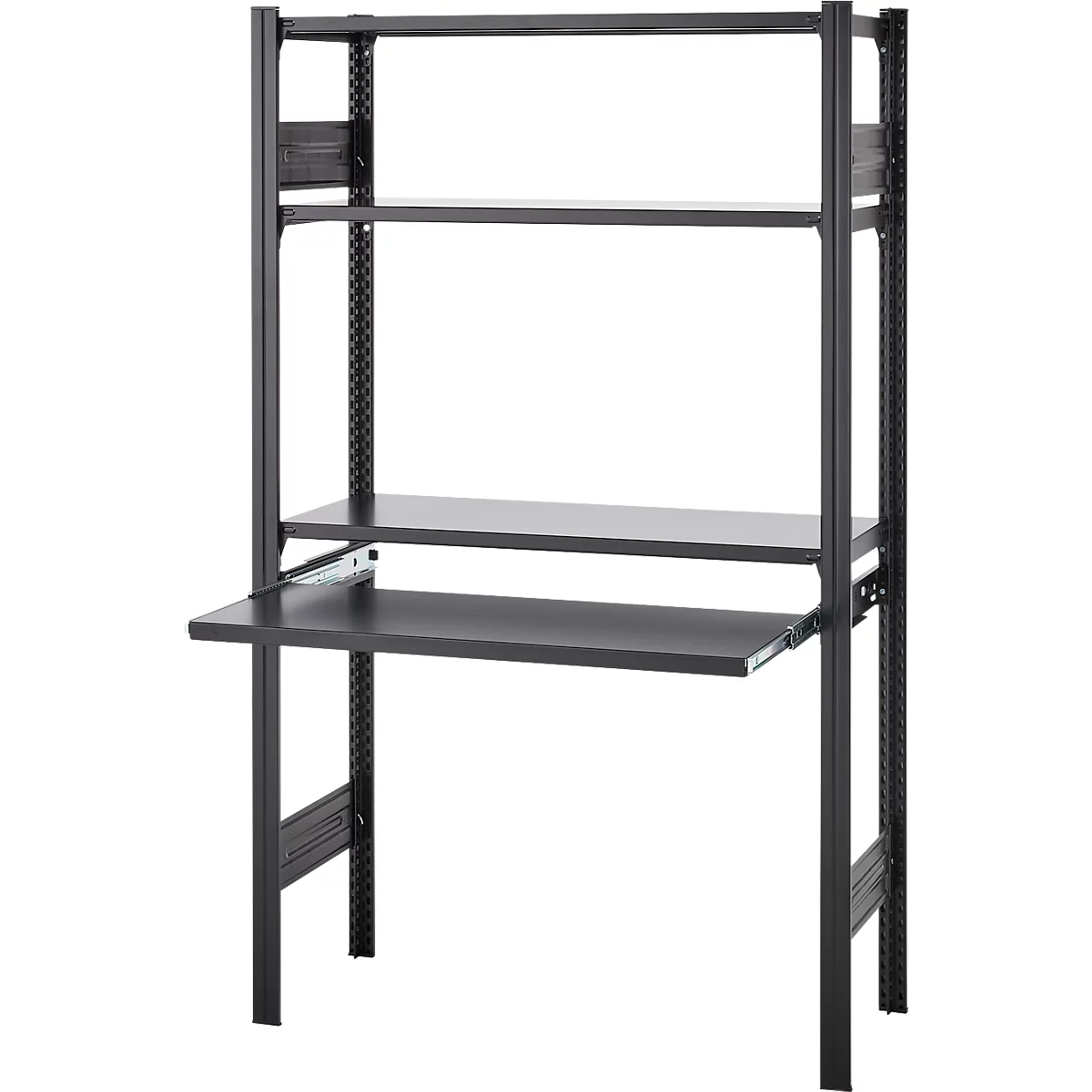Steckregal ORDO Home, Grundregal, 3 Fachböden, multifunktional, mobil, B 1060 x T 435 x H 1750 mm, tiefschwarz matt RAL 9005