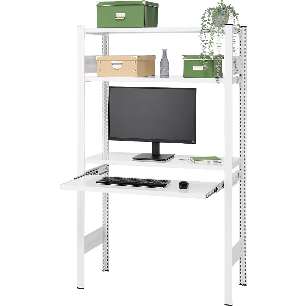 Steckregal ORDO Home, Grundregal, 3 Fachböden, multifunktional, mobil, B 1060 x T 435 x H 1750 mm, verkehrsweiß RAL 9016
