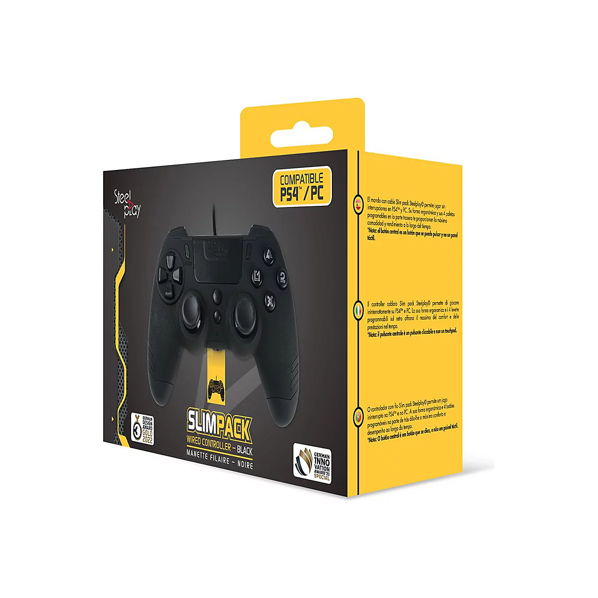 Steelplay Slim Pack - Game Pad - kabelgebunden - Ebony Black - für Sony PlayStation 4, PC, Sony PlayStation 3