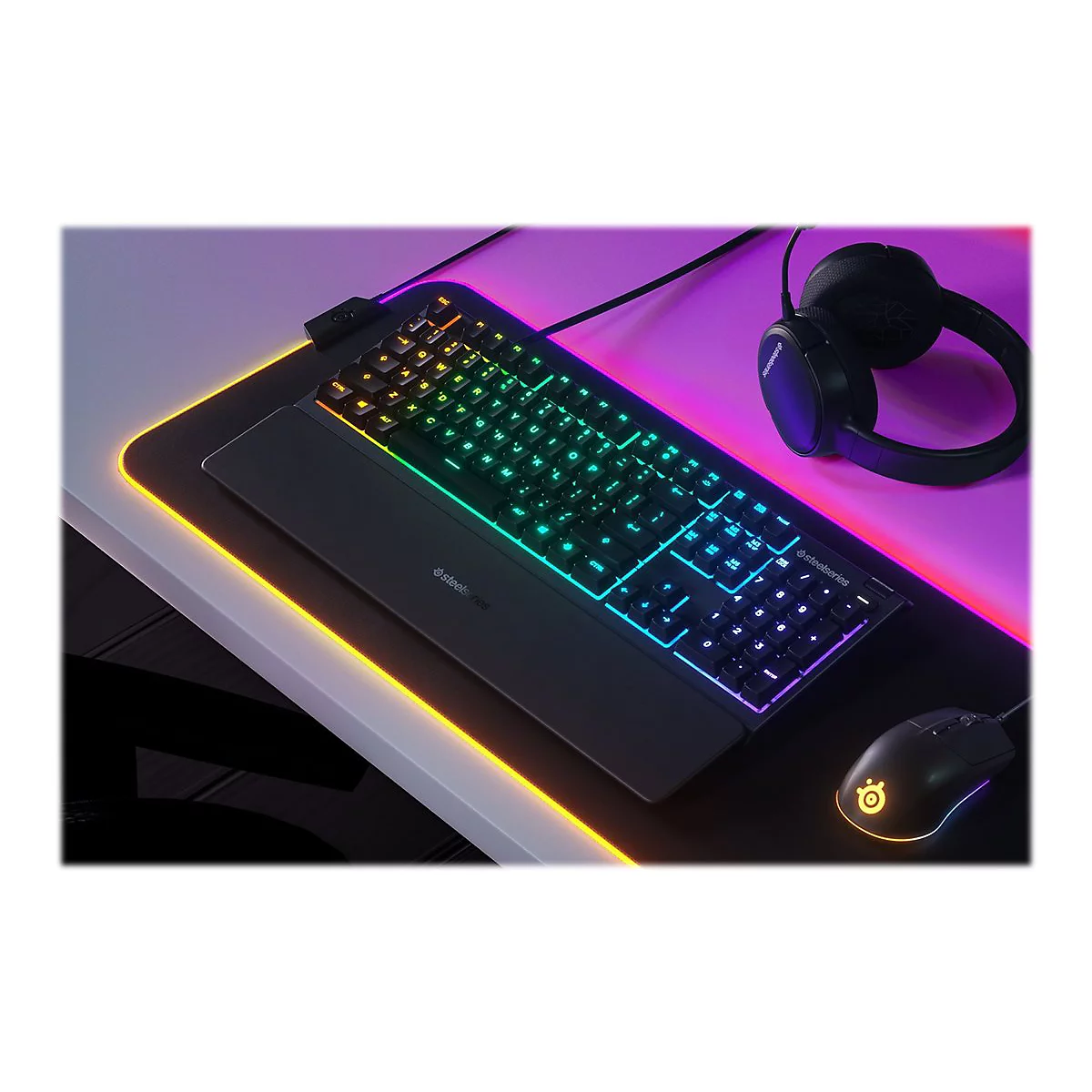 SteelSeries Apex 3 - Tastatur - Hintergrundbeleuchtung - USB - Tastenschalter: Whisper Quiet Gaming Switch