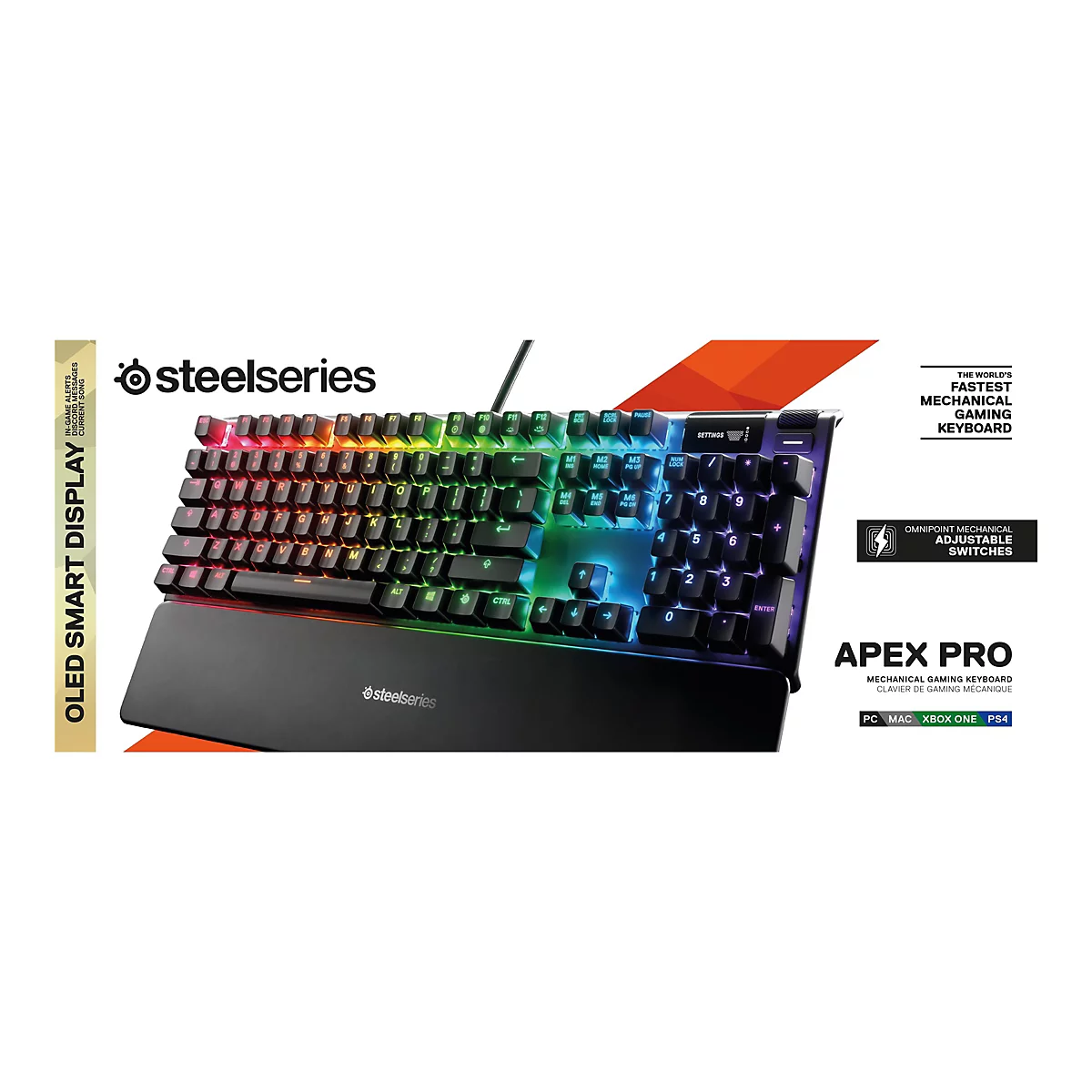 SteelSeries Apex Pro - Tastatur - mit Display - Hintergrundbeleuchtung - USB - QWERTY