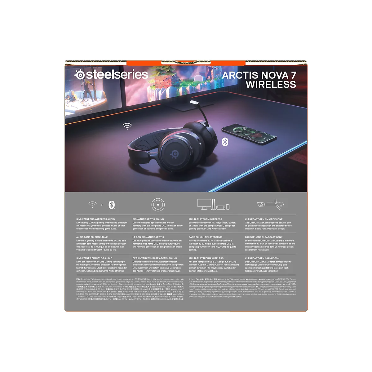 SteelSeries Arctis Nova 7 - Headset - ohrumschließend - Bluetooth / 2,4 GHz Funkfrequenz - kabellos - Schwarz