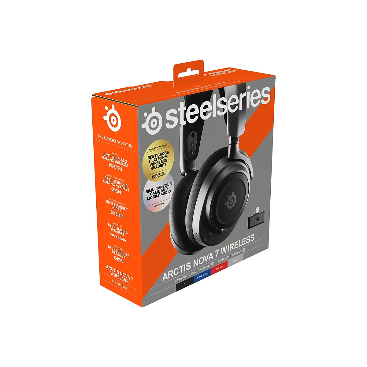 SteelSeries Arctis Nova 7 - Headset - ohrumschließend - Bluetooth / 2,4 GHz Funkfrequenz - kabellos - Schwarz
