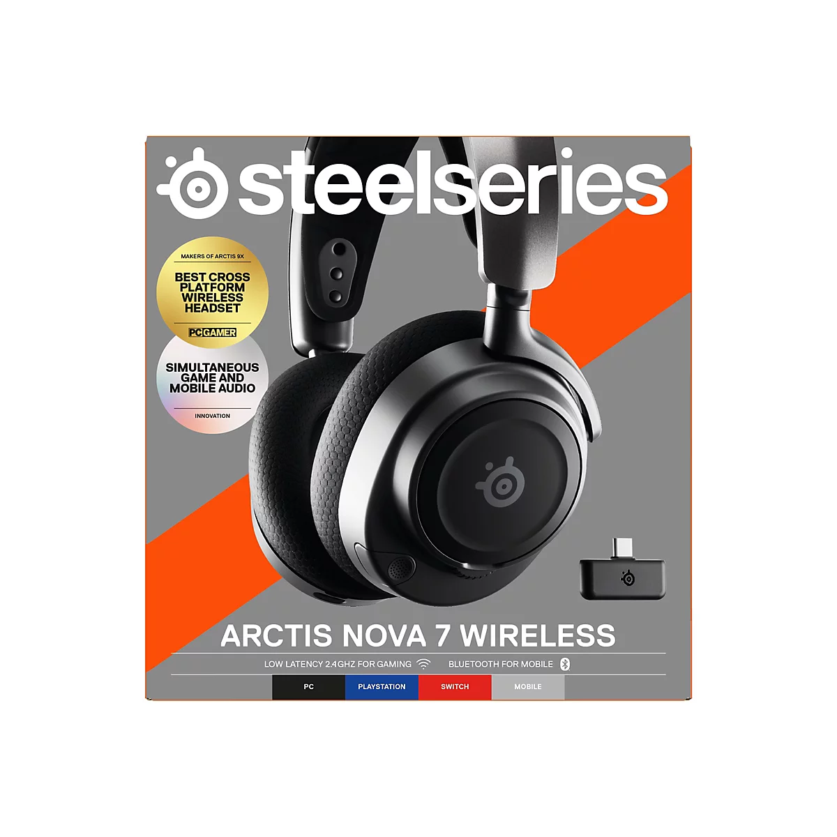 SteelSeries Arctis Nova 7 - Headset - ohrumschließend - Bluetooth / 2,4 GHz Funkfrequenz - kabellos - Schwarz