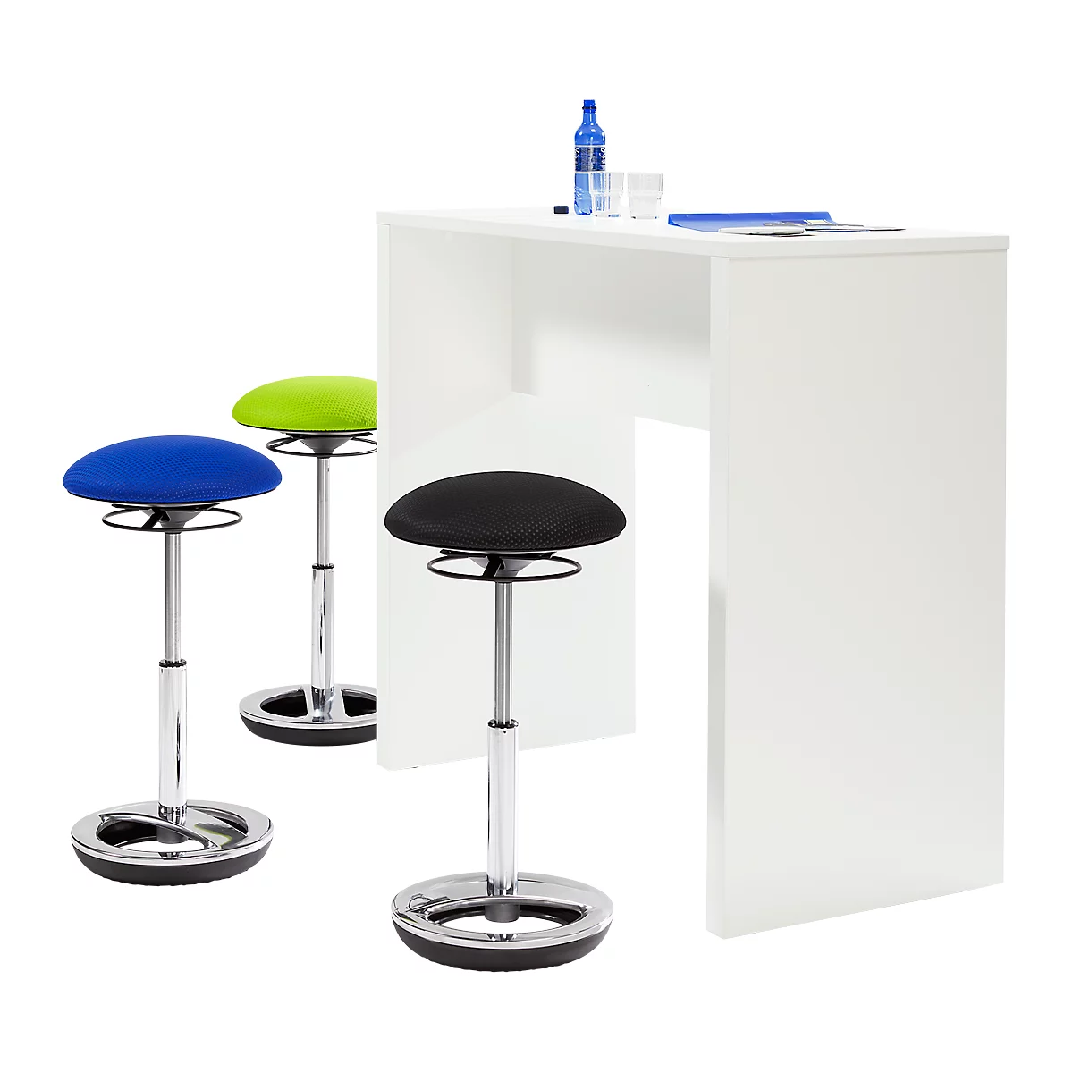 Stehhilfe Sitness HIGH BOB, ergonomisches Sitzen, Sitzhöhe 490 bis 700 mm, schwarz, Gestell verchromt