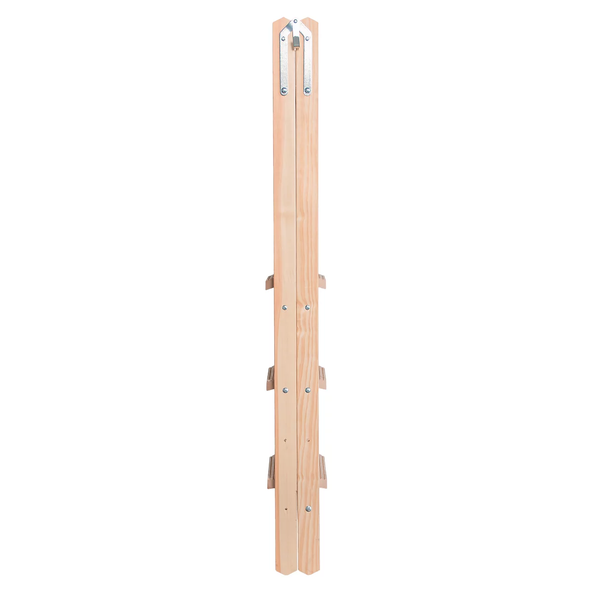 Stehleiter Krause, beidseitig, TRBS 2121-2, mit Eimerhaken, 2 x 7 Stufen/Sprossen, Holz