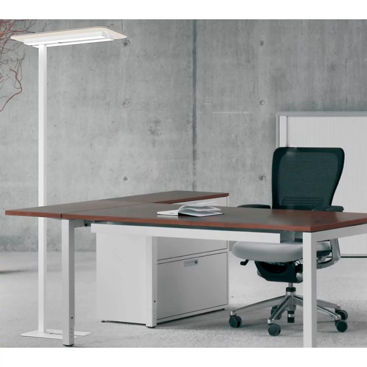 Stehleuchte UNILUX NEXUS LED, Sensortechnik, 4000 K, 40000 Stunden, für bis zu 2 Arbeitsplätze, Sockel, weiß 