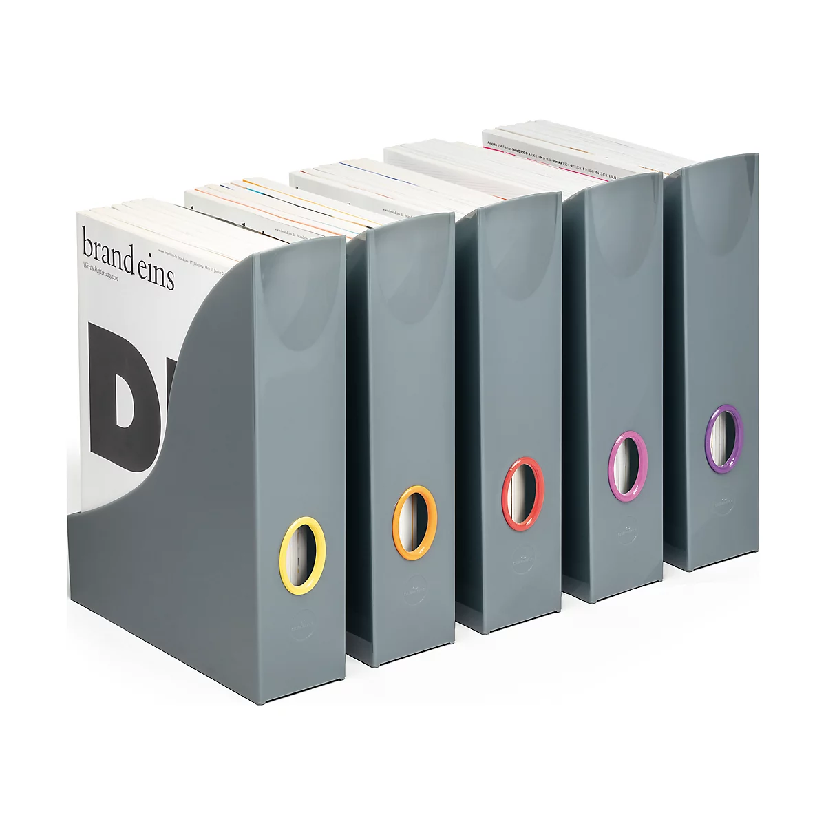 Stehsammler Durable VARICOLOR®, DIN A4, Grifflöcher in verschiedenen Farben, anthrazit, 5 Stück