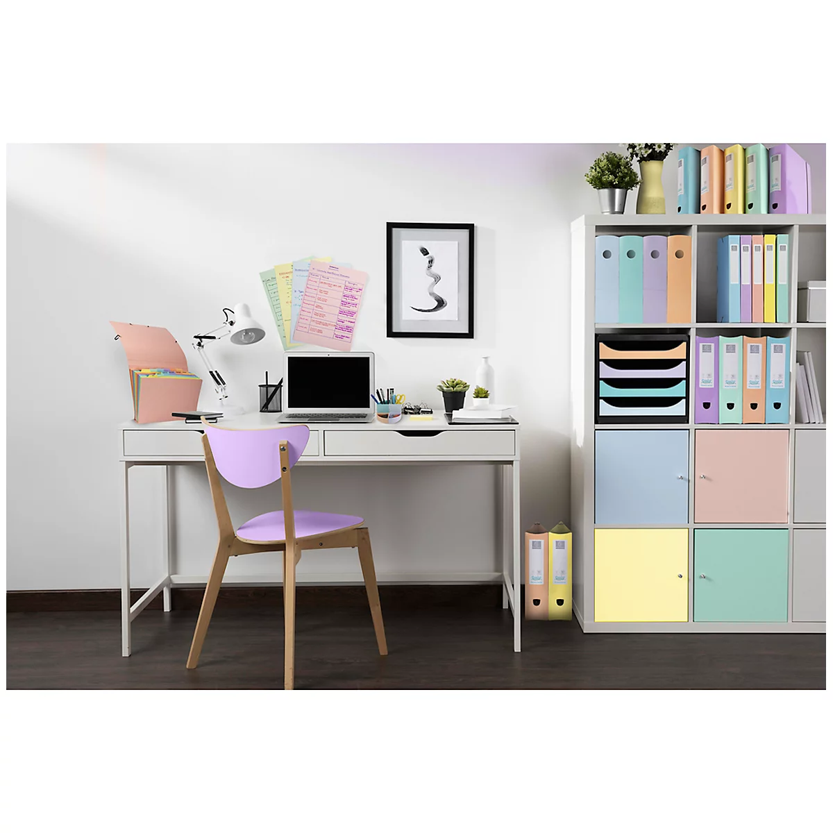 Stehsammler Exacompta MAG-CUBE Aquarel, für Dokumente im Format A4+, mit Griffloch, Kunststoff, pastellblau, 6 Stück
