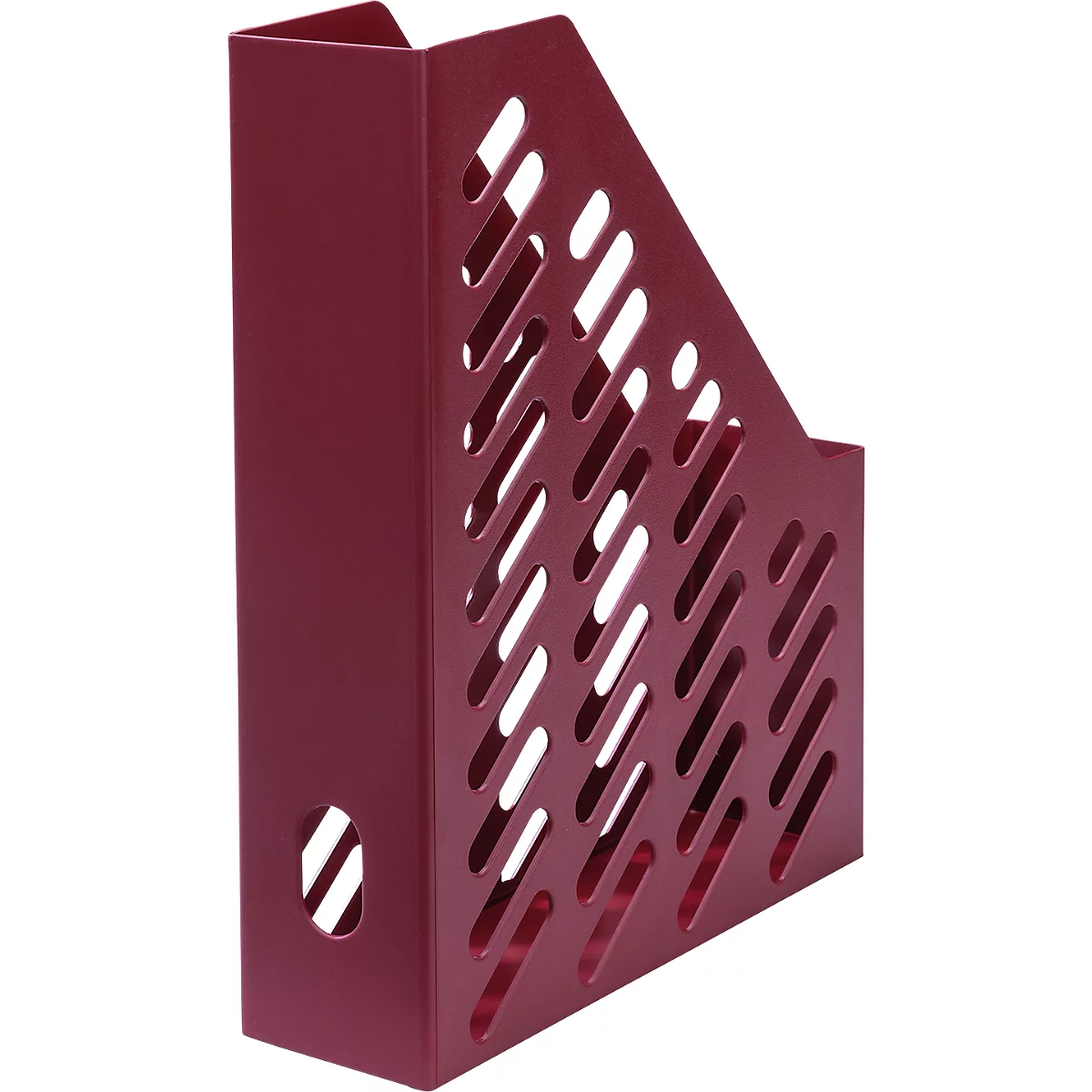 Stehsammler KARMA, DIN A4/C4, 100% Recyclingmaterial, B 76 x T 246 x H 315 mm, H vorne: 148 mm, öko-rot