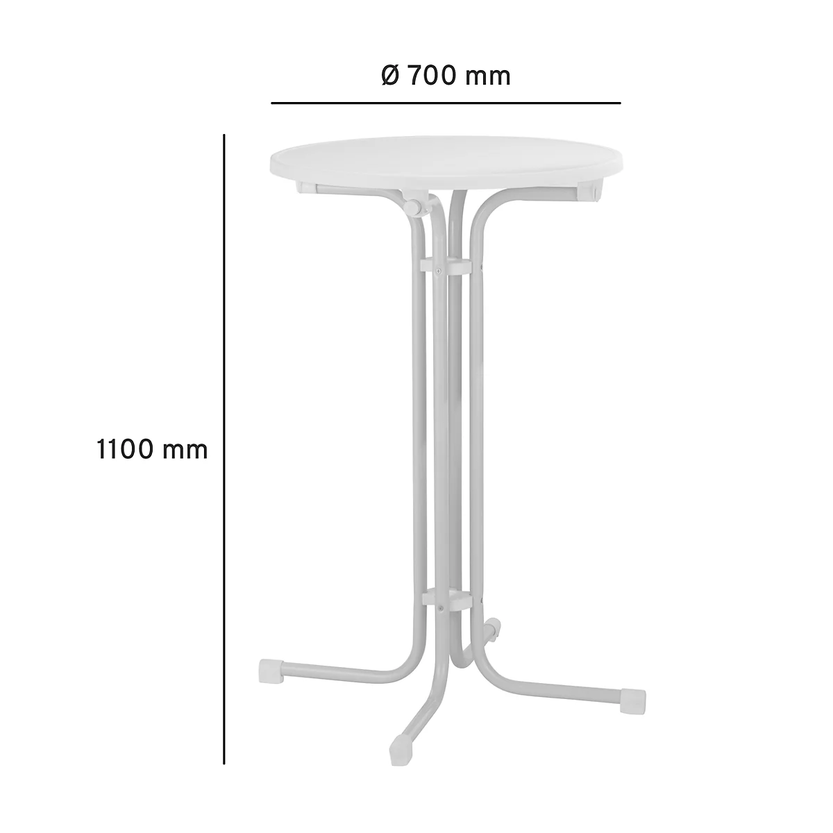 Stehtisch Quickstep ohne Sonnenschirmöffnung, desinfektionsmittelbeständig, Ø 700 mm, weiß