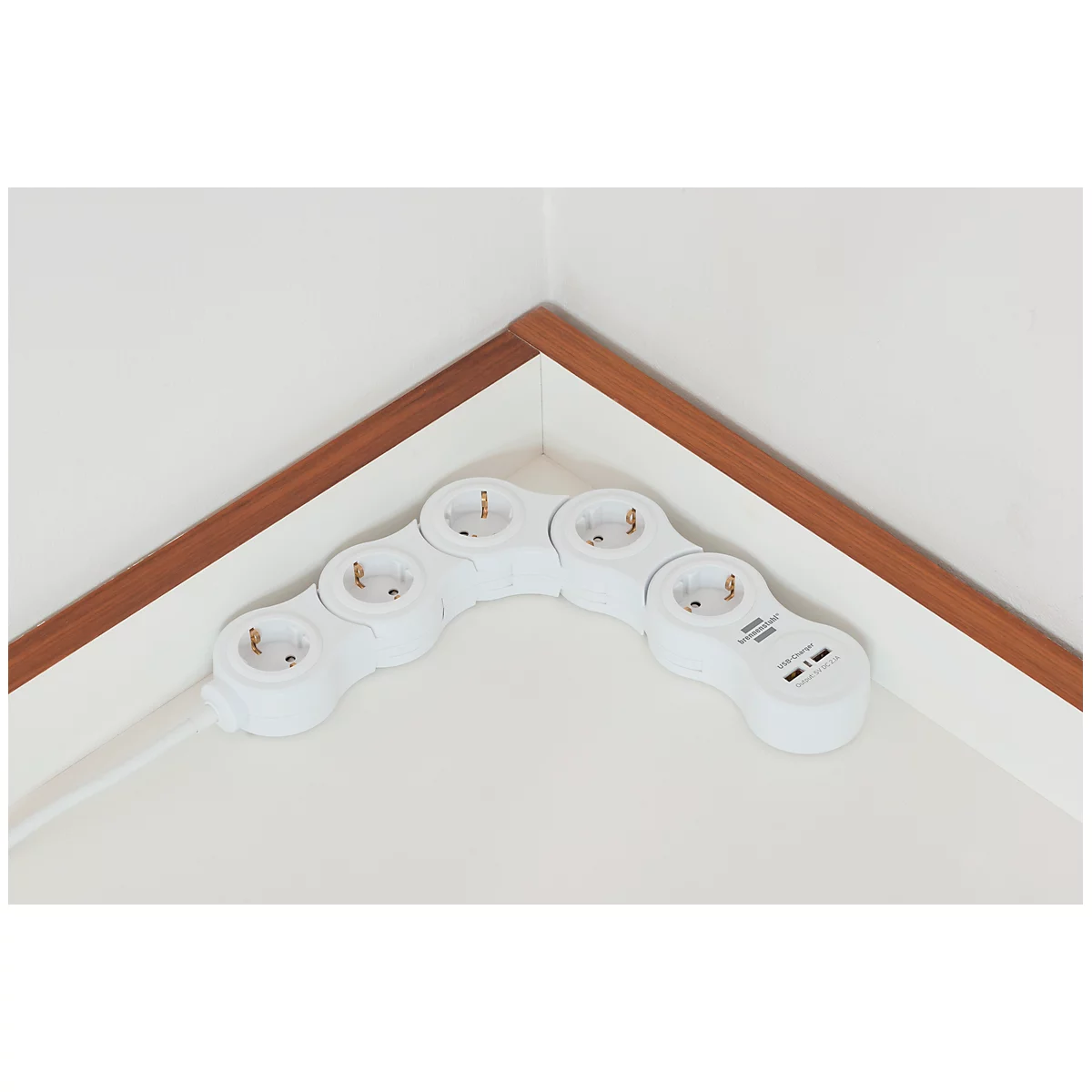 Stekkerdoos Brennenstuhl Vario Power, 5-voudig, 2x USB, IP20, 2100 mA, buigbaar, voor binnengebruik, polycarbonaat