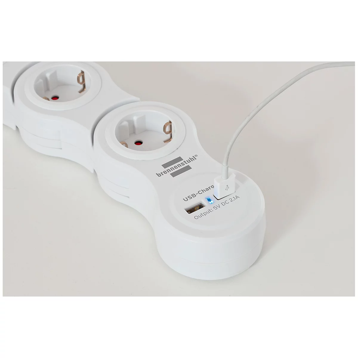 Stekkerdoos Brennenstuhl Vario Power, 5-voudig, 2x USB, IP20, 2100 mA, buigbaar, voor binnengebruik, polycarbonaat