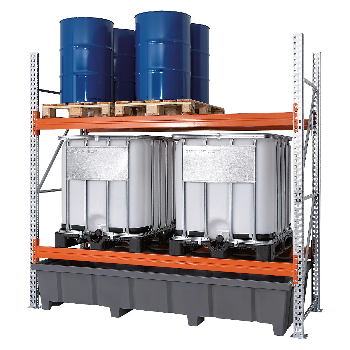 Stellinglekbak, polyetheen, inrijvakken, chemicaliënbestendig, corrosiebescherming, 1000 l volume
