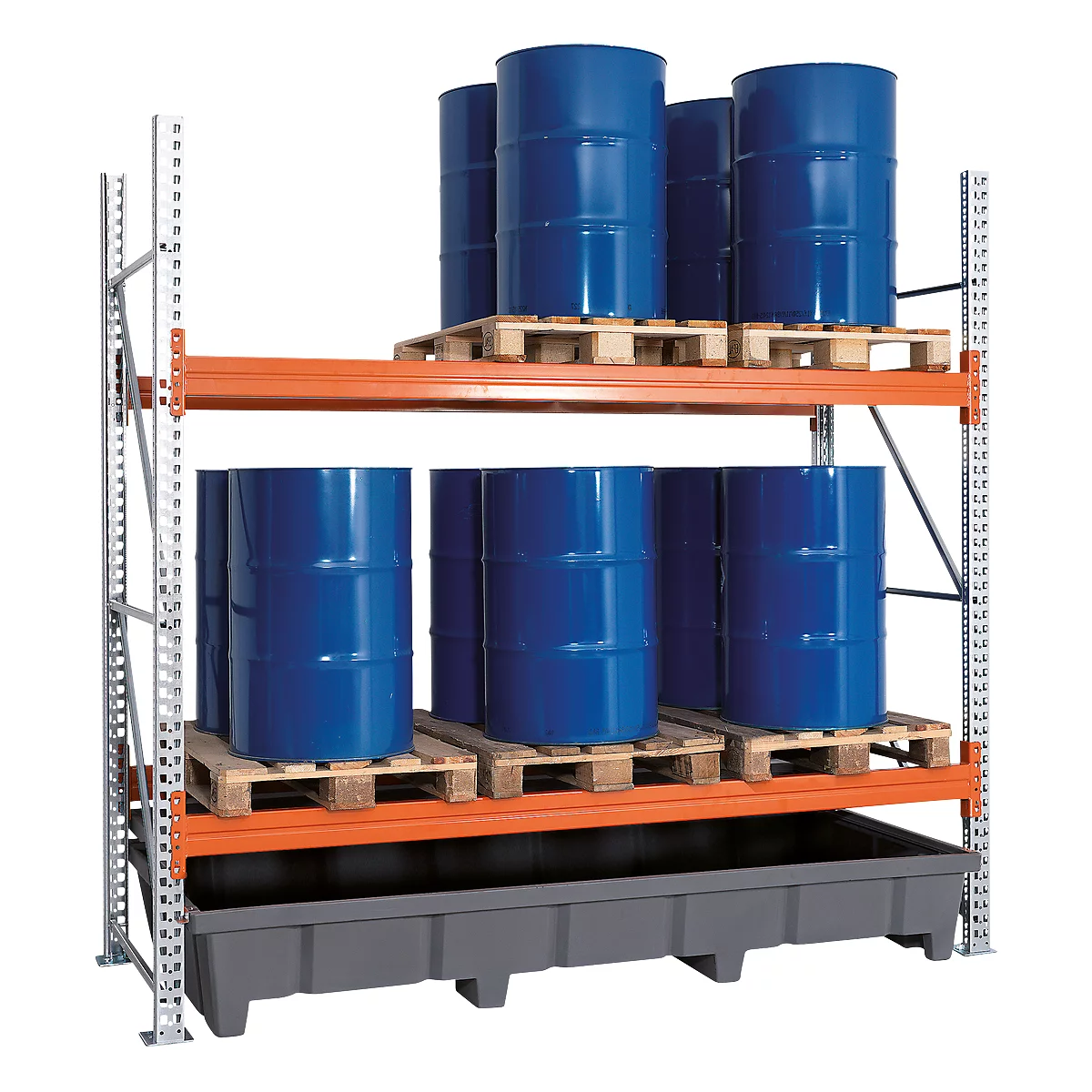 Stellinglekbak, polyetheen, inrijvakken, chemicaliënbestendig, corrosiebescherming, 480 l volume