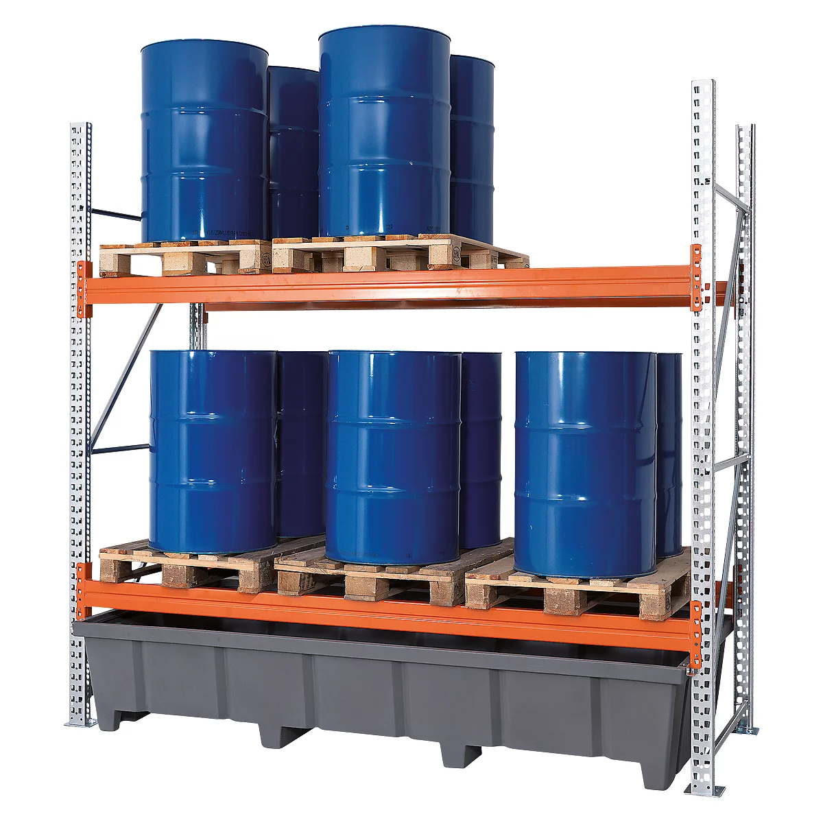 Stellinglekbak, polyetheen, inrijvakken, chemicaliënbestendig, corrosiebescherming, 600 l volume