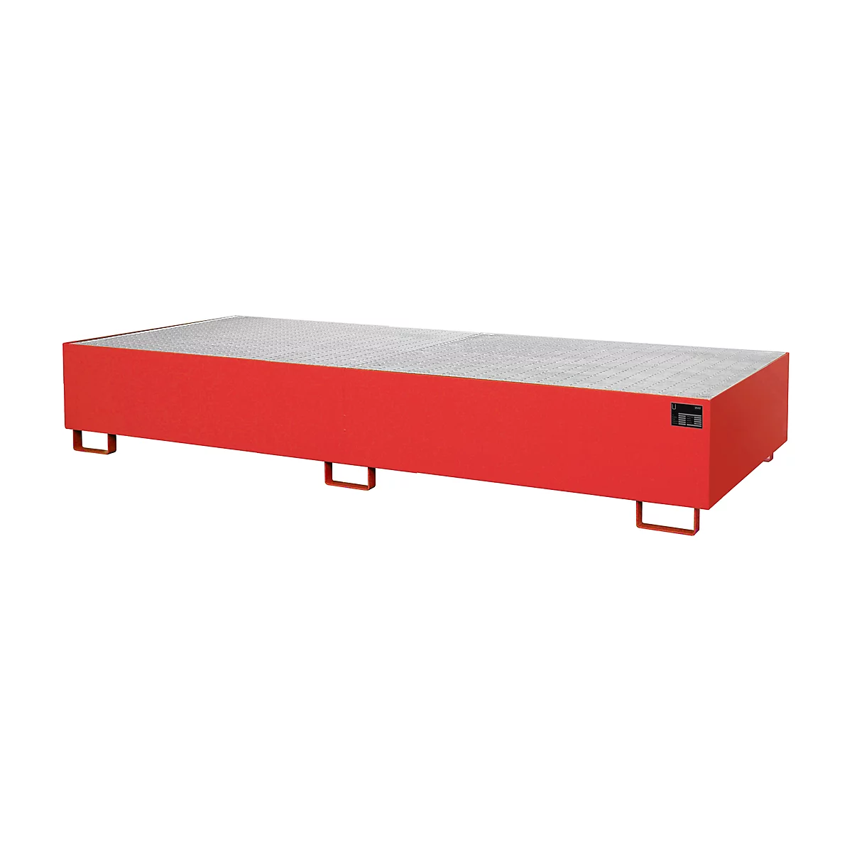 Stellinglekbak type RW-GR 3300-3, L 3250 x B 1300 mm, met rooster, vuurrood RAL 3000