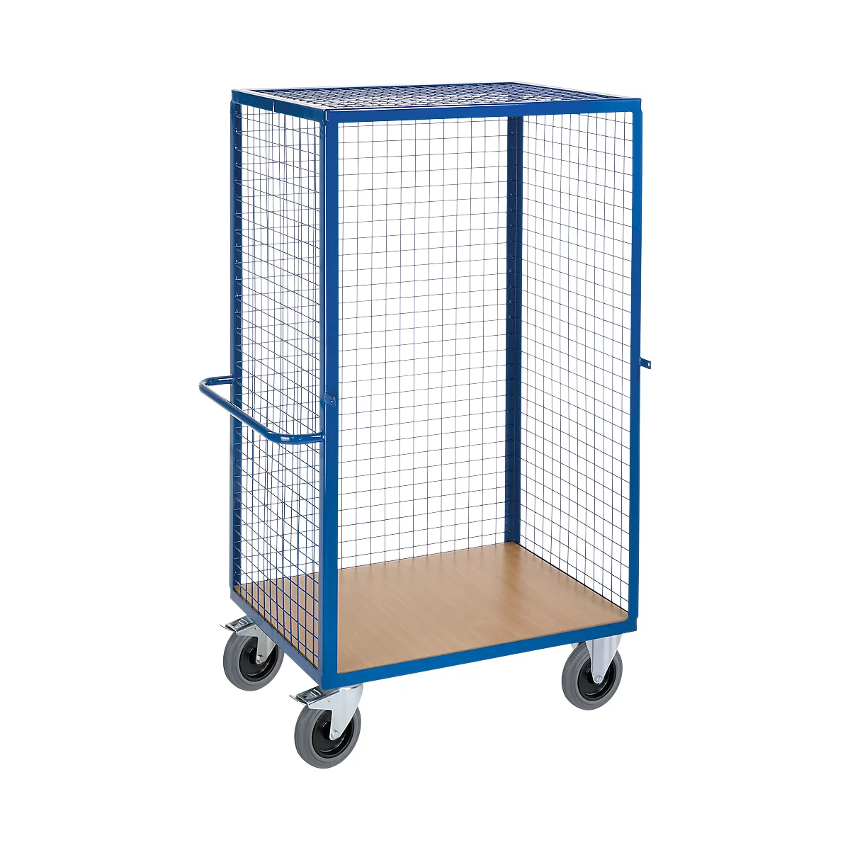Stellingwagen met roosterwanden, 1150 x 720 x 1800 mm, 1 zijwand open