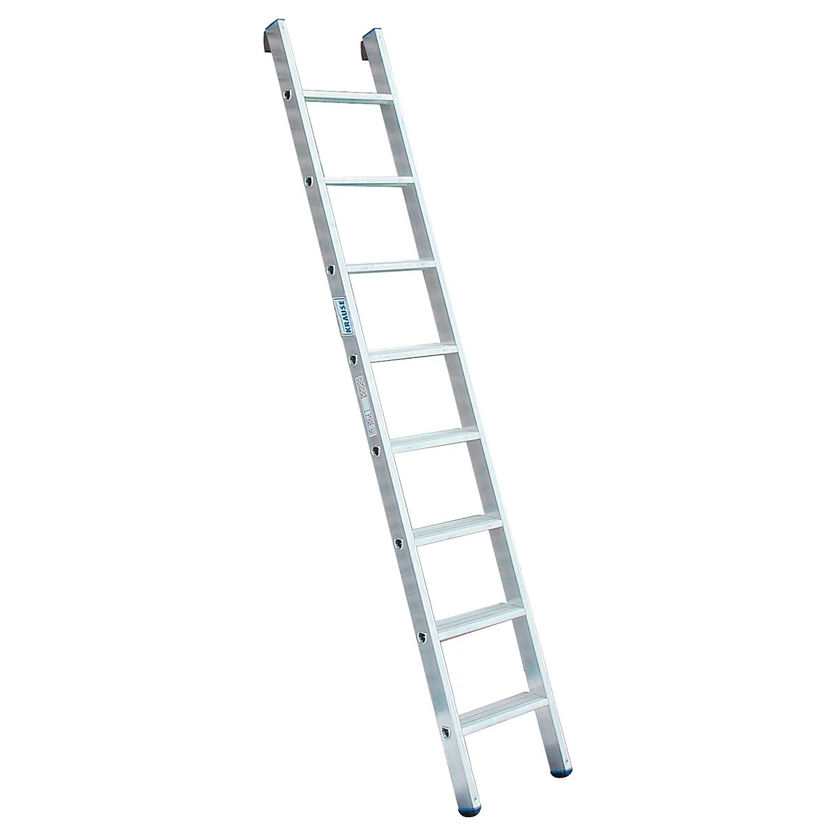 A silver ladder running diagonally from bottom left to top right. Dark screws are visible on the rungs and sides.