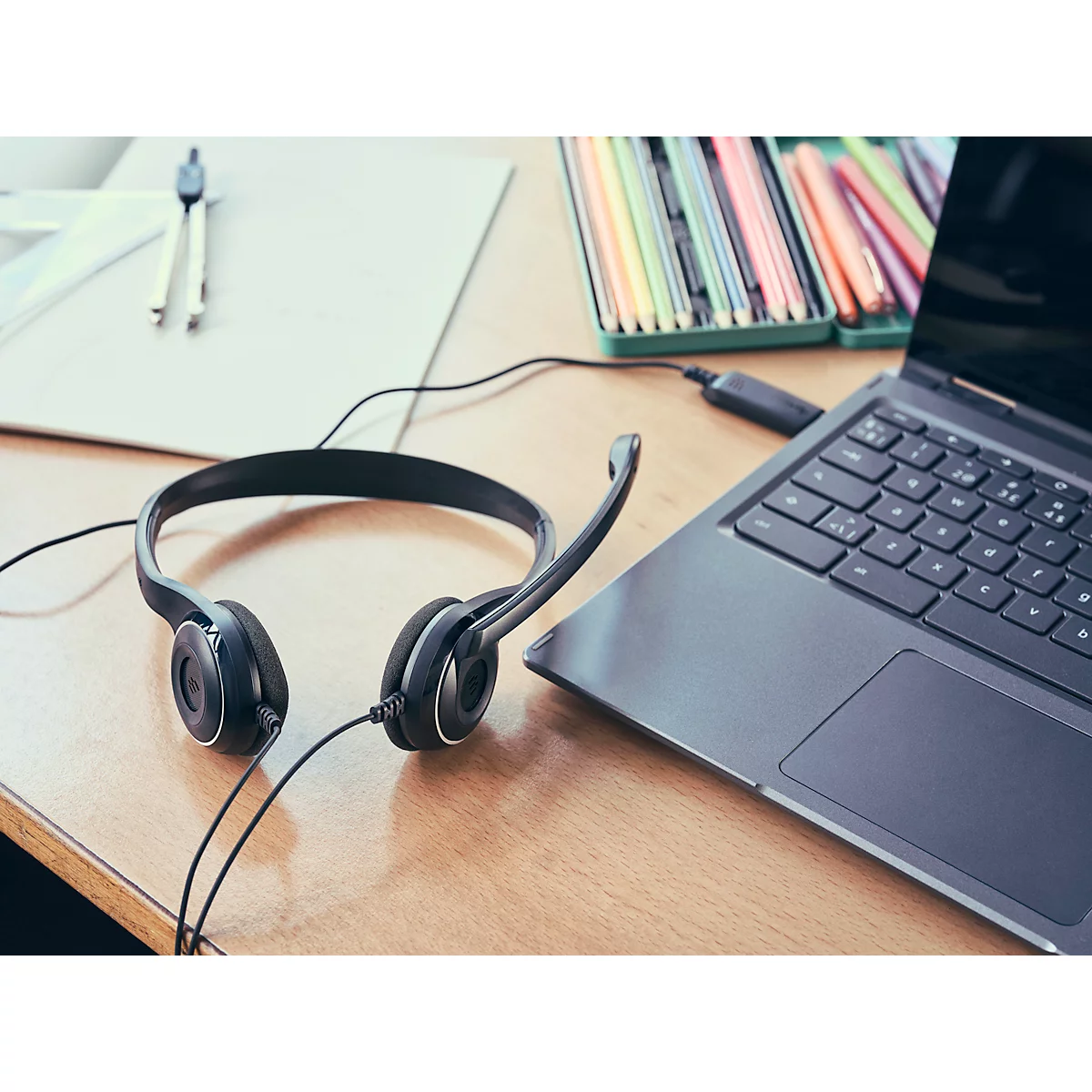 Stereo-Headset EPOS EDU 12 USB, binaural, Noise Cancelling, 84 g, 10 Stück, schwarz