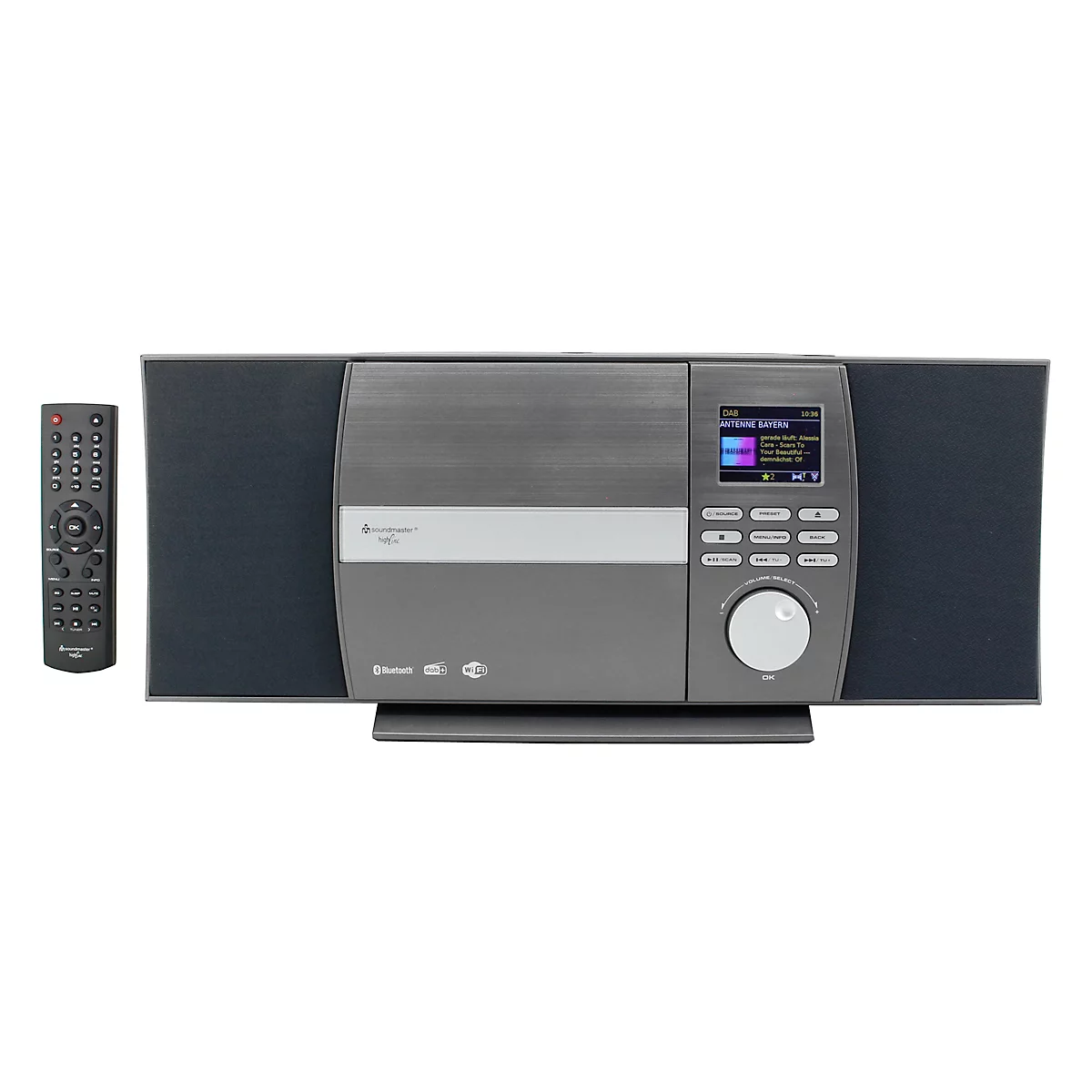 Stereoanlage Soundmaster® ICD1010AN, DAB+/UKW/CD/CDR/CDRW/CDMP3, 2 x 5 W, USB/WLAN/Bluetooth, 2,4“ Display, App-Steuerung/Fernbedienung, Wandmontage