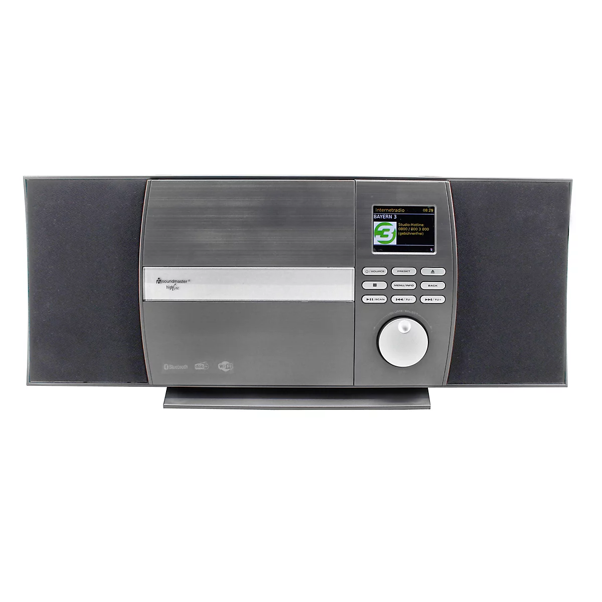 Stereoanlage Soundmaster® ICD1010AN, DAB+/UKW/CD/CDR/CDRW/CDMP3, 2 x 5 W, USB/WLAN/Bluetooth, 2,4“ Display, App-Steuerung/Fernbedienung, Wandmontage
