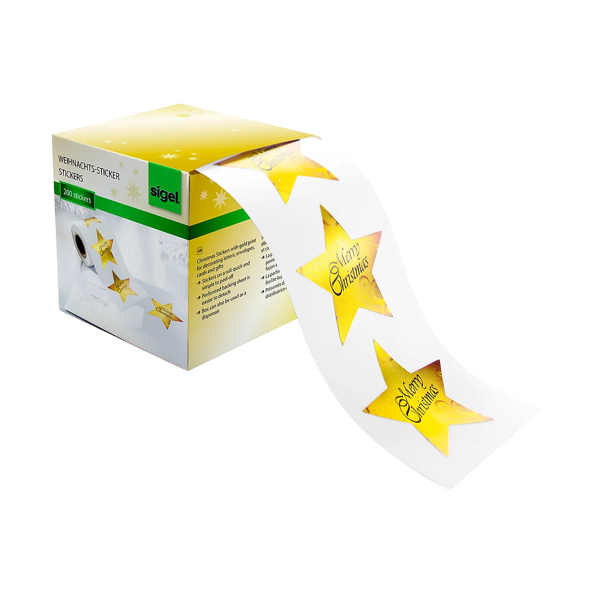 Sticker Christmas Stars, 200 stuks