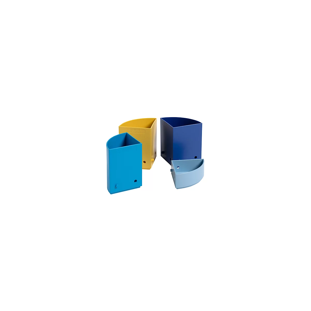 Stiftebox Exacompta BEE BLUE The Quarter, modulare Kreisform, 3 gleich hohe & 1 niedriges Viertel, stapelbar, Kunststoff, mehrfarbig