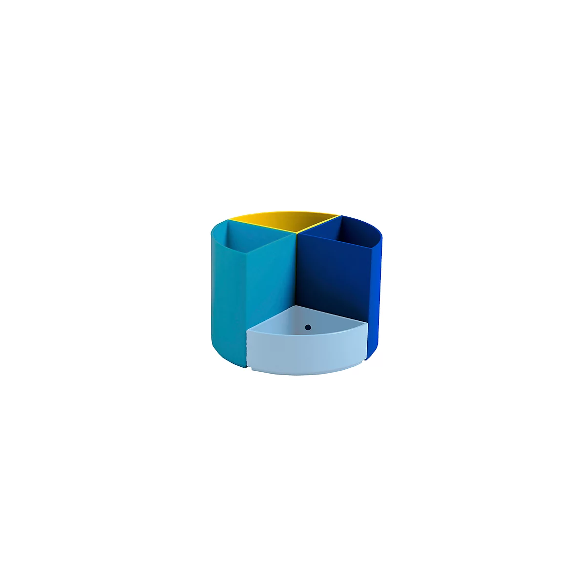 Stiftebox Exacompta BEE BLUE The Quarter, modulare Kreisform, 3 gleich hohe & 1 niedriges Viertel, stapelbar, Kunststoff, mehrfarbig