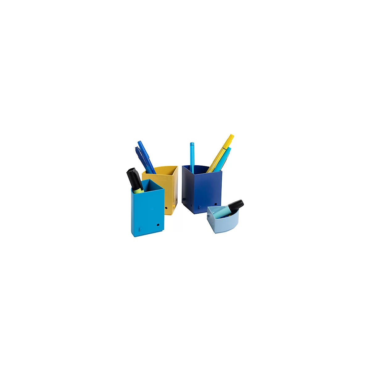 Stiftebox Exacompta BEE BLUE The Quarter, modulare Kreisform, 3 gleich hohe & 1 niedriges Viertel, stapelbar, Kunststoff, mehrfarbig