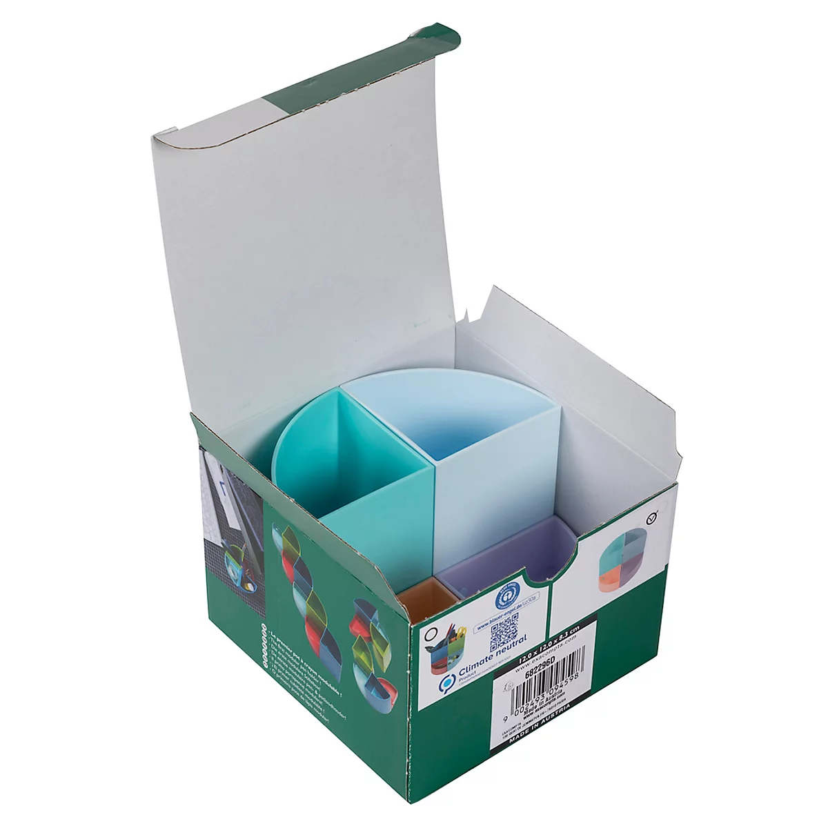 Stiftebox Exacompta THE QUARTER Aquarel, modulare Kreisform, 2 gleich hohe & 2 gleich niedrige Viertel, stapelbar, Kunststoff, mehrfarbig